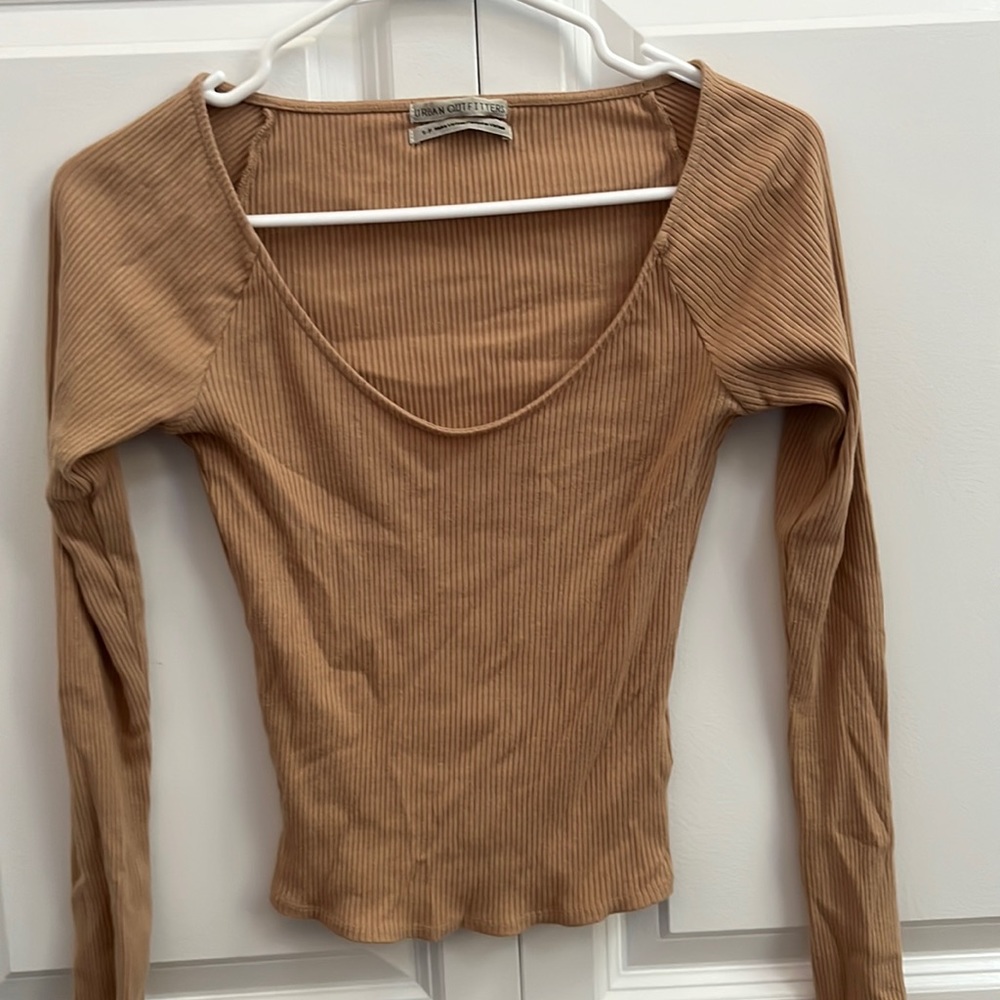 Urban Outfitters Tan Ribbed Long Sleeve